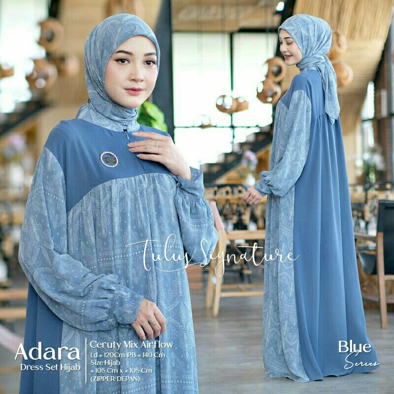 TULUS SIGNATURE - Adara Dress Set Hijab / Set Gamis Muslimah Jumbo + Jilbab Segiempat Terbaru