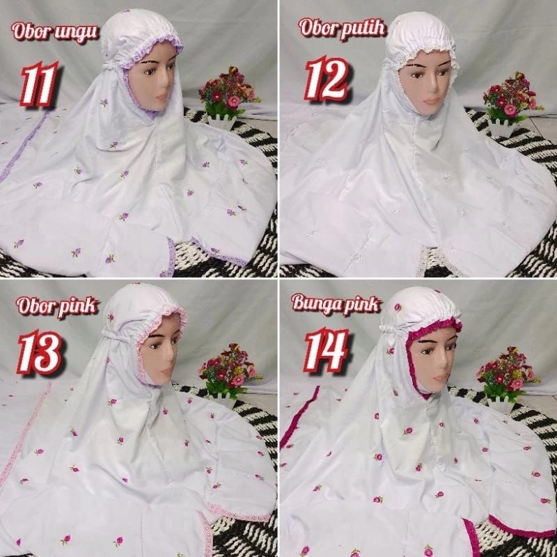 Mukena Dewasa Terusan lajuran katun micro/mukena lajuran Bordir Bunga Seribu /Mukena Lajuran Dewasa 