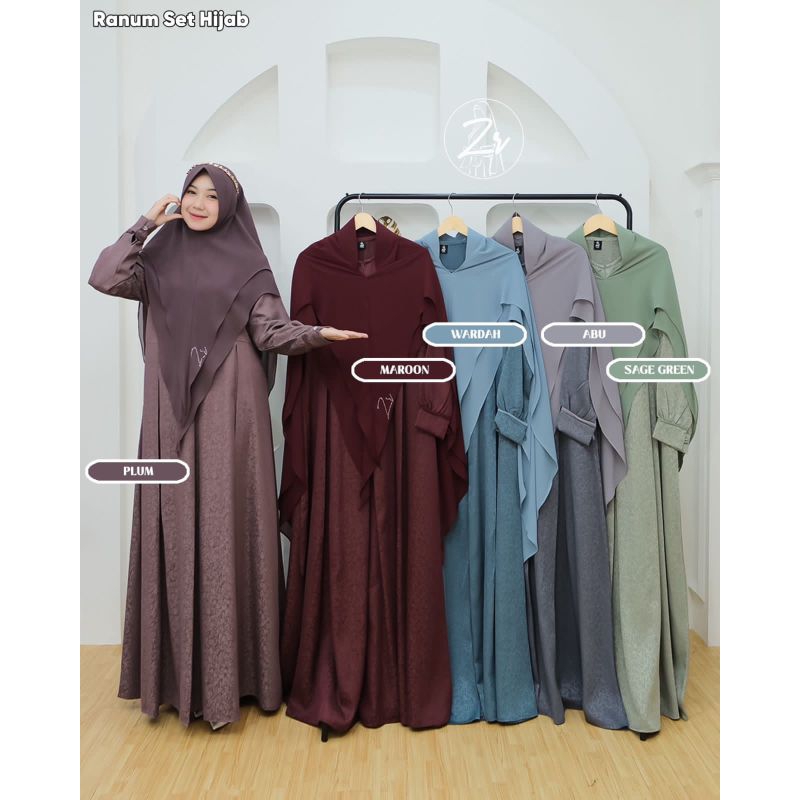 {TERBARU ZR} GAMIS SYARI RANUM SET ORI ZR/JAGUARD/PREMIUM