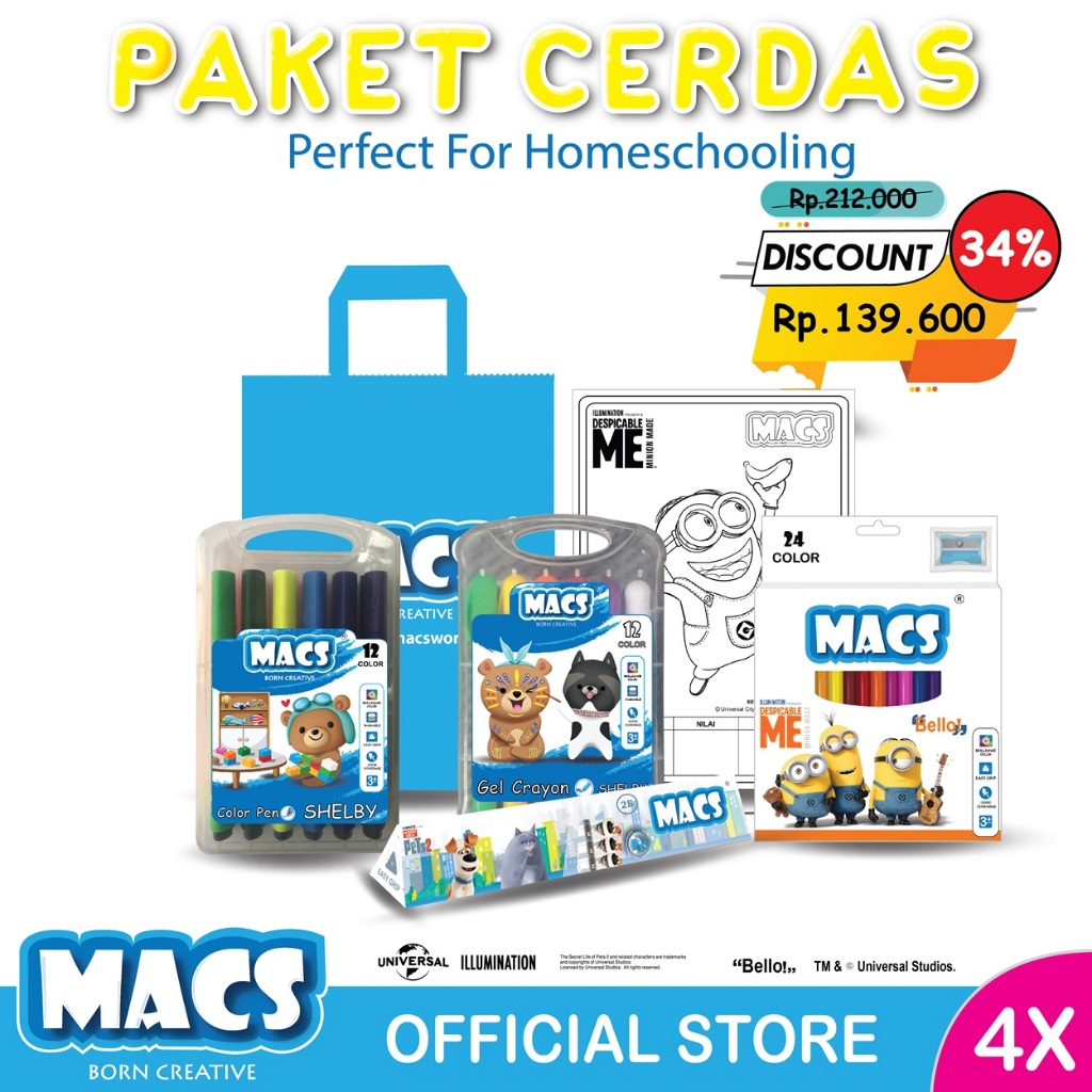 

Macs Paket Cerdas Mewarnai Pensil Warna Gel Crayon Color pen Set