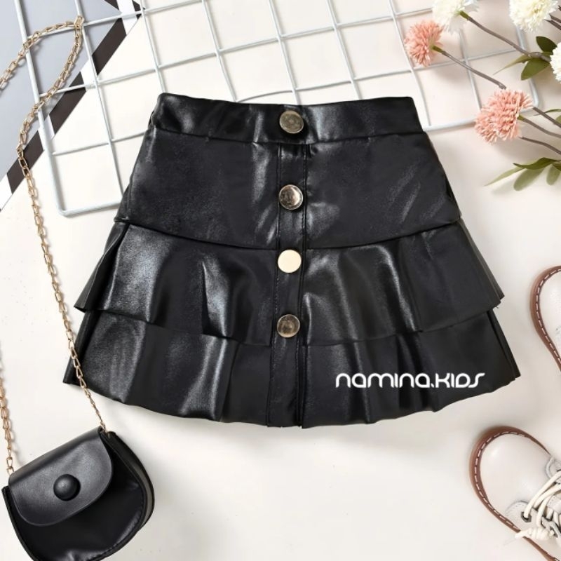 Rok anak rempel lipat kancing depan