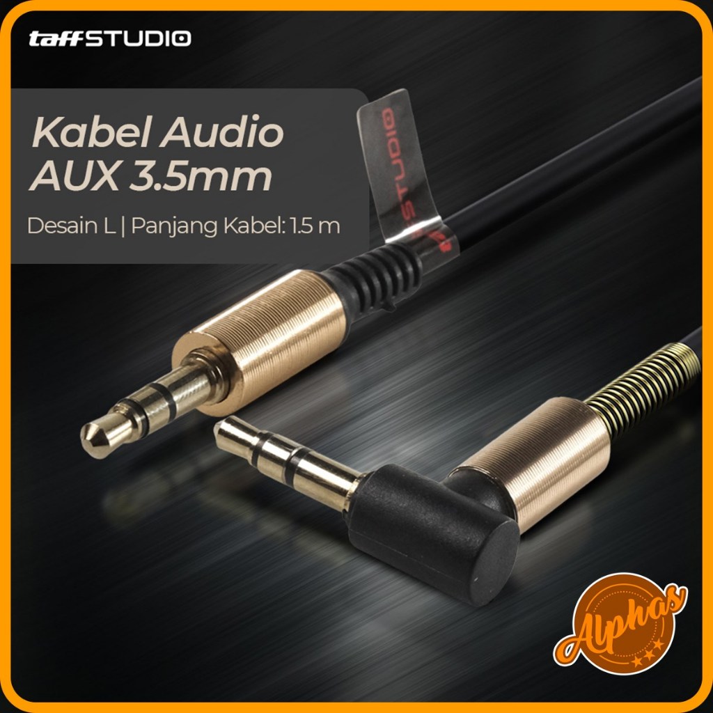 TAFFWARE Kabel Audio AUX 3.5mm Spring L Jack 1.5m - ZHY43938 Terbaik