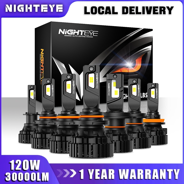 Nighteye S8 lampu Mobil H4 H7 H11 9005 9006 120W/pair 50000LM Bohlam Lampu Depan LED Sorot Rendah Ti