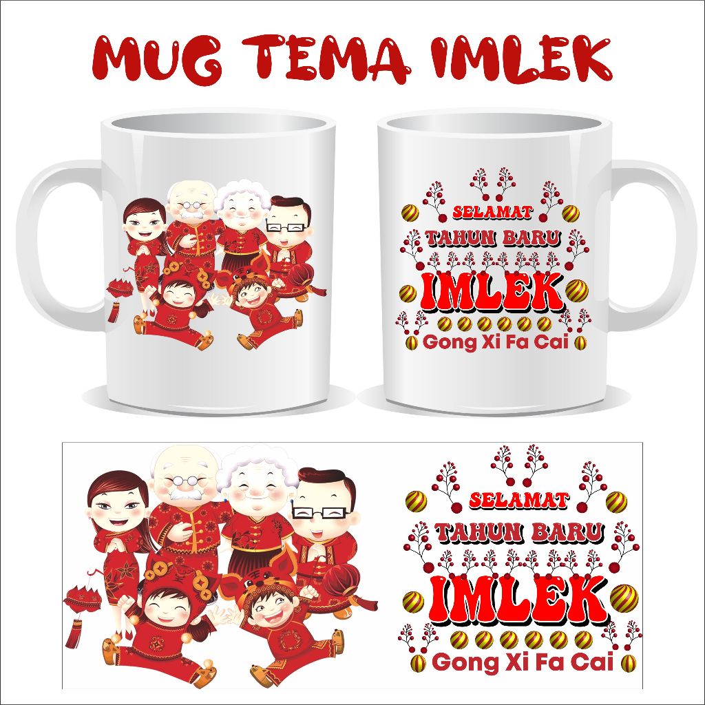 Mug Imlek / Mug Hari Raya Cina / Souvenir Gelas Imlek / Mug Chinese New Year / Mug Gong Xi Fa Cai / 