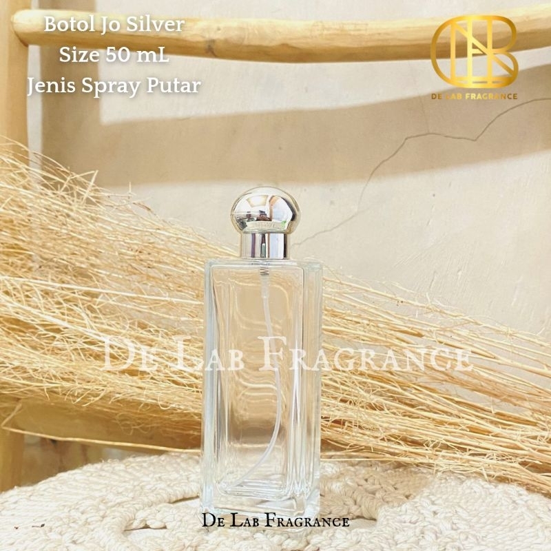 botol parfum jo silver 50 ml drat/ botol parfum kotak 50 ml/botol parfum isi ulang/ botol parfume lu