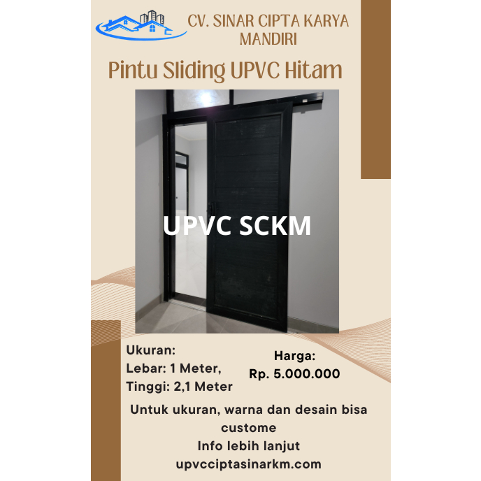 Pintu Sliding UPVC Hitam