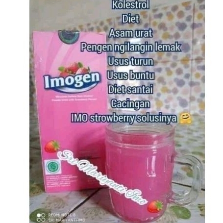 IMOGEN strawberry (isi 10 saset) menurunkan kolesterol, BB, pelancar bab, pelancar asi