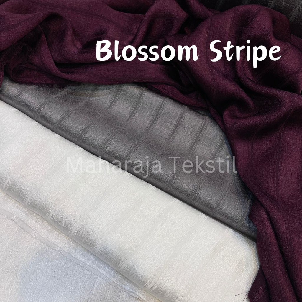 Kain Blossom Stripe Silk / Satin Crinkle Silk Motif / Silk Crinkle Premium / Leilos Silk Stripe/ Blo