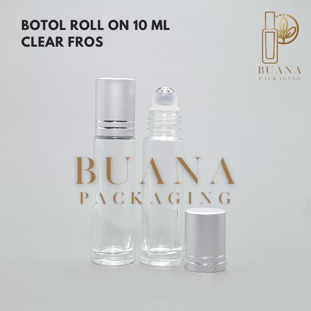 Botol Roll On 10 ml Clear Original Tutup Stainles Silver Matte Bola Stainles / Botol Roll On / Botol Kaca / Parfum Roll On / Botol Parfum / Botol Parfume Refill / Roll On 6 ml