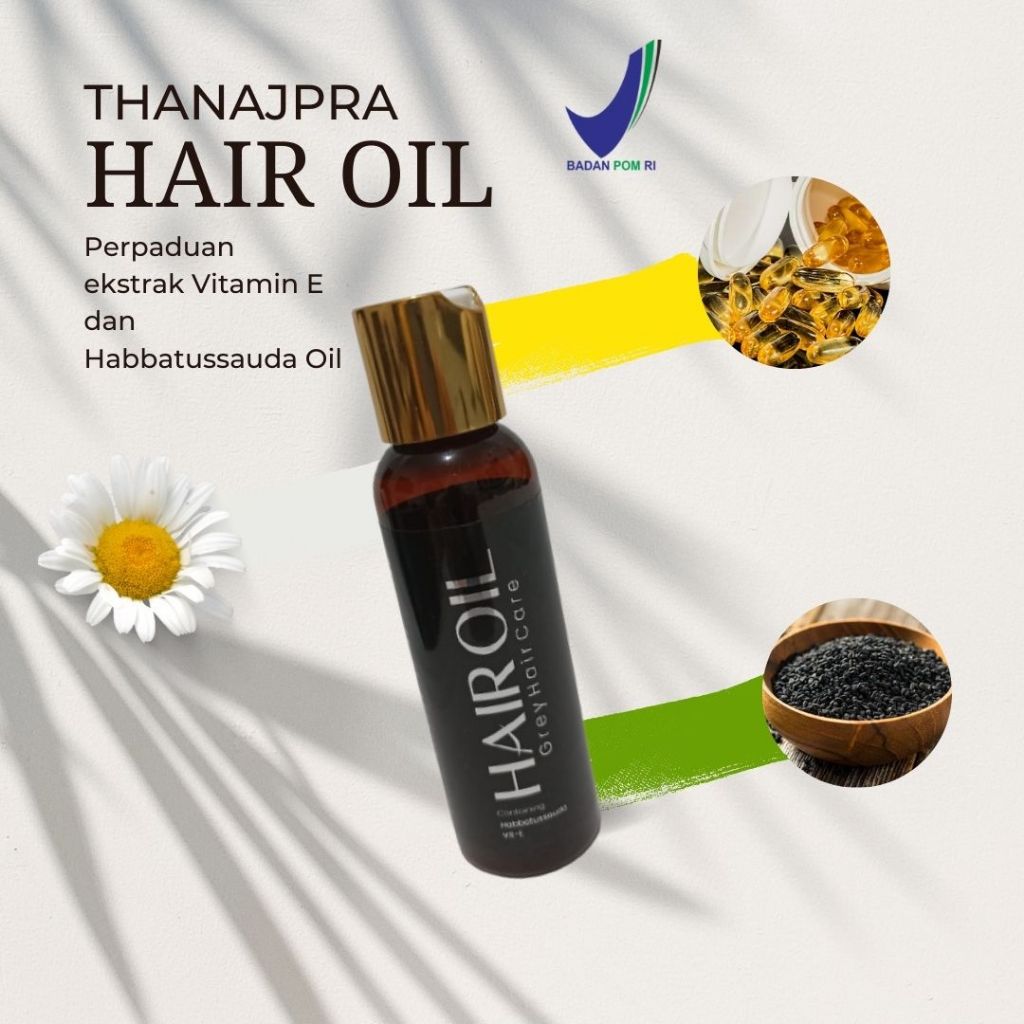 Thanajpra Hair Oil Minyak Rambut Ulin Asli Kalimantan Penghilang Uban Herbal Alami Sertifikasi bpom