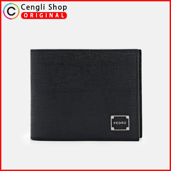 DOMPET PRIA PEDRO ORIGINAL KULIT ASLI ORI BRANDED HITAM PM000