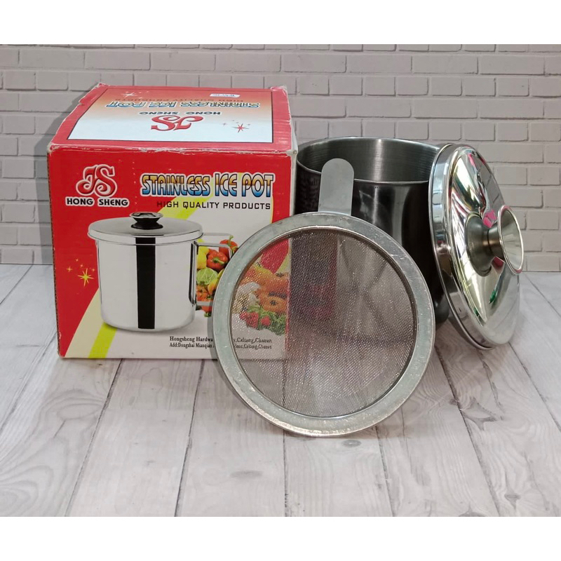 GELAS SARINGAN MINYAK GORENG / STAINLESS OIL POT / GELAS MINYAK