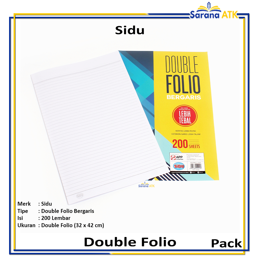 

Sidu - Kertas Folio Bergaris 200 Lembar - Pack