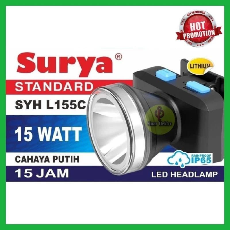Senter Kepala SURYA / Senter Kepala Super Terang Baterai Litium Model cas