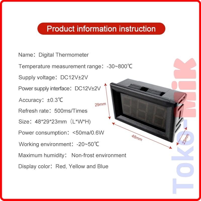 XH-B310 Thermometer LED Digital Sensor Probe K Termometer Suhu -30 800