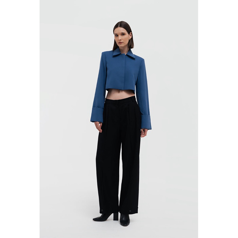duma official frank cropped blazer blue