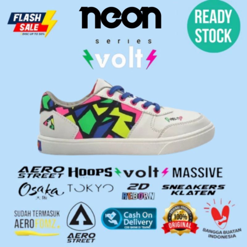Aerostreet Volt Putih Neon Limeted- Sepatu Sneakers Casul Aero