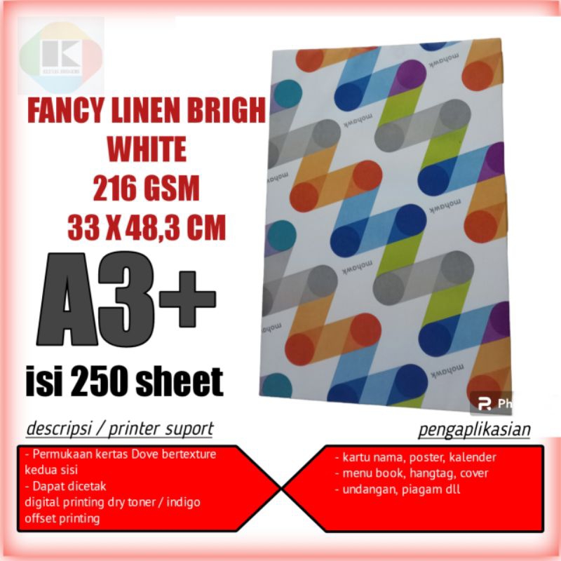 

kertas linen A3 plus 216 gsm kertas digital via linen 216 gsm 33 x 48,3 cm isi 250 lembar