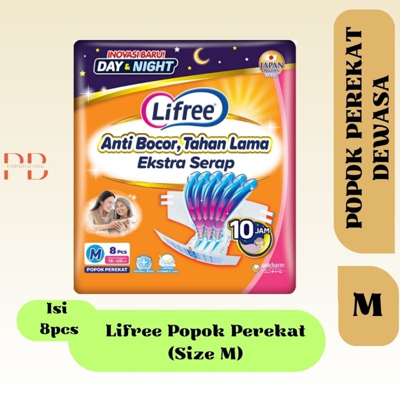 LIFREE POPOK DEWASA DIAPERS TIPE PEREKAT UKURAN M ISI 8