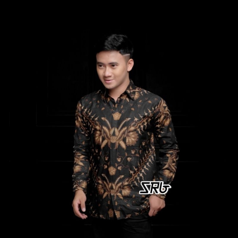 Kemeja batik pria motif keris hitam
