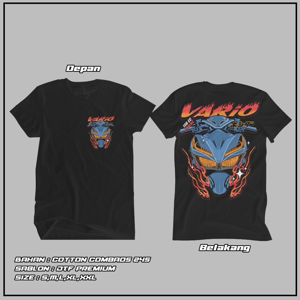 [Bisa COD] Kaos Vario 125/150 Led New Original Merchandise | Kaos Katun 24s Asli | Baju Kaos Viral V