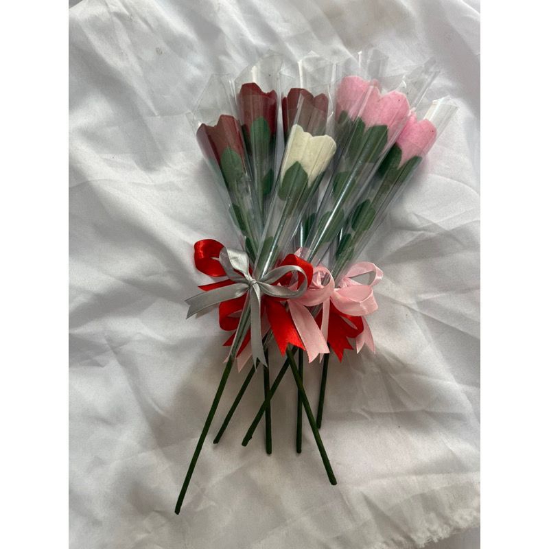 Bunga Mawar Flanel||Hadiah wisuda||Hiasan||BungaMawarSatuanPita