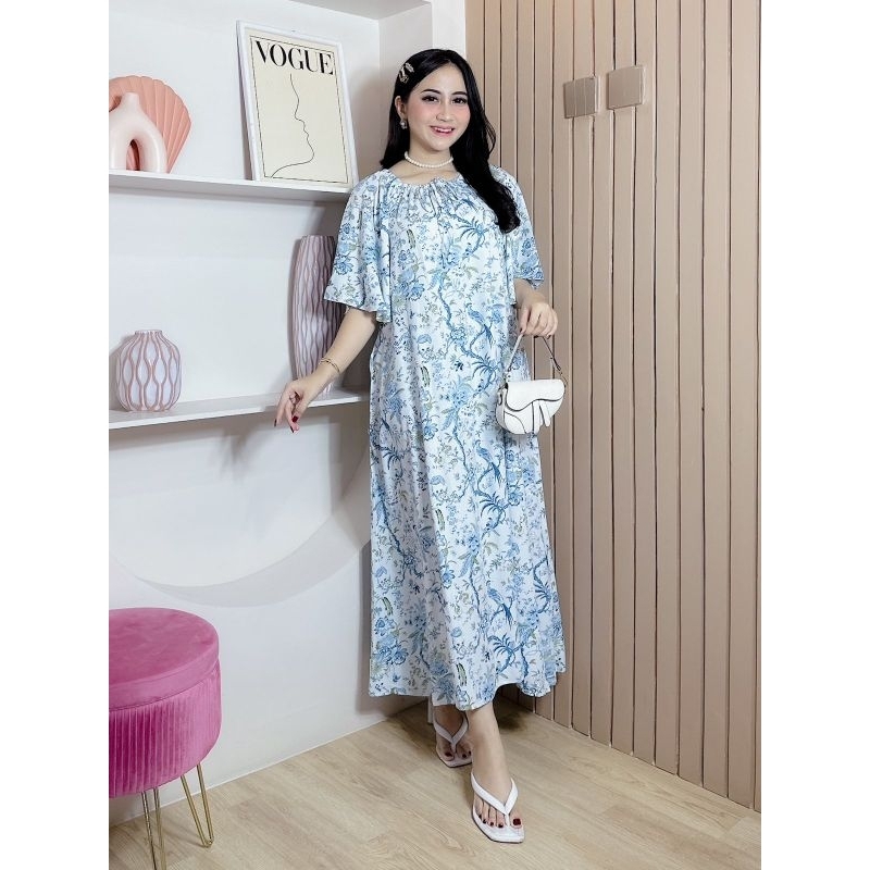 Mozza Dress Panjang Lengan Pendek Rayon Premium Busui