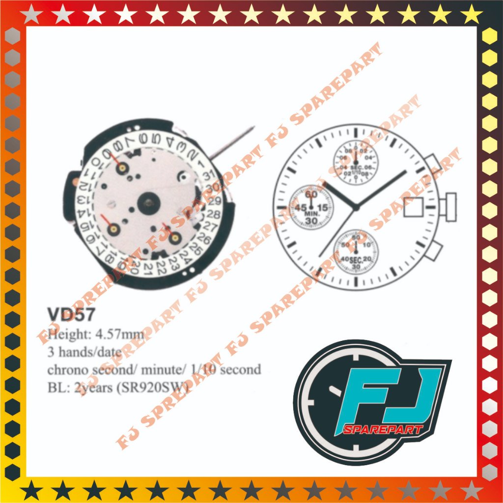 Mesin Jam Tangan VD57B VD 57 B VD57C Chrono Original