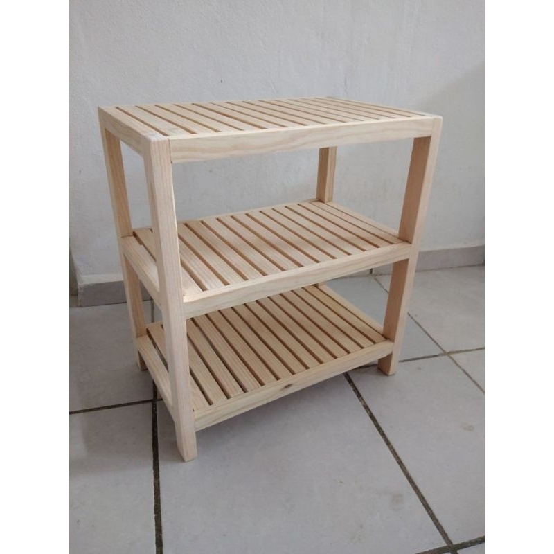 Meja kayu susun serbaguna / rak kayu 3 susun