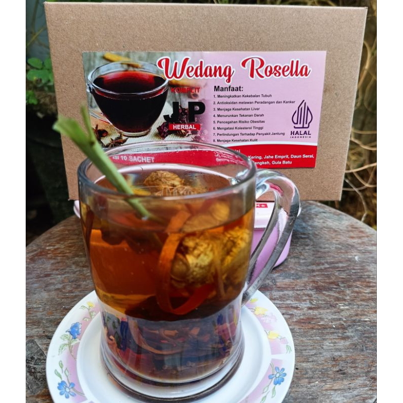 

10 pcs wedang Rosella premium rempah J&P herbal +gula batu tinggal seduh