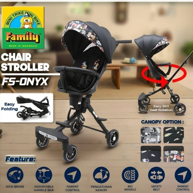 Stroller Bayi/ Baby Stroller / Kereta Dorong Bayi Family FS Onyx Bisa Dilipat dan Diputar