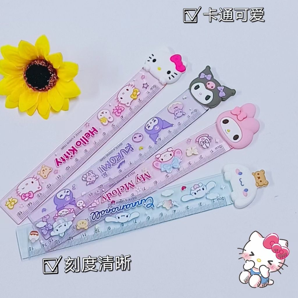 

CC - Penggaris Sanrio 15cm kepala karet Penggaris Karakter Hello Kitty Cinnamoroll Kuromi Melody