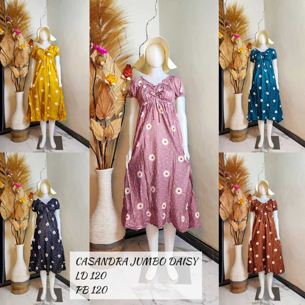 Daster Kekinian Casandra Jumbo Daisy/Daster Bali Casandra LD 120cm Busui Friendly