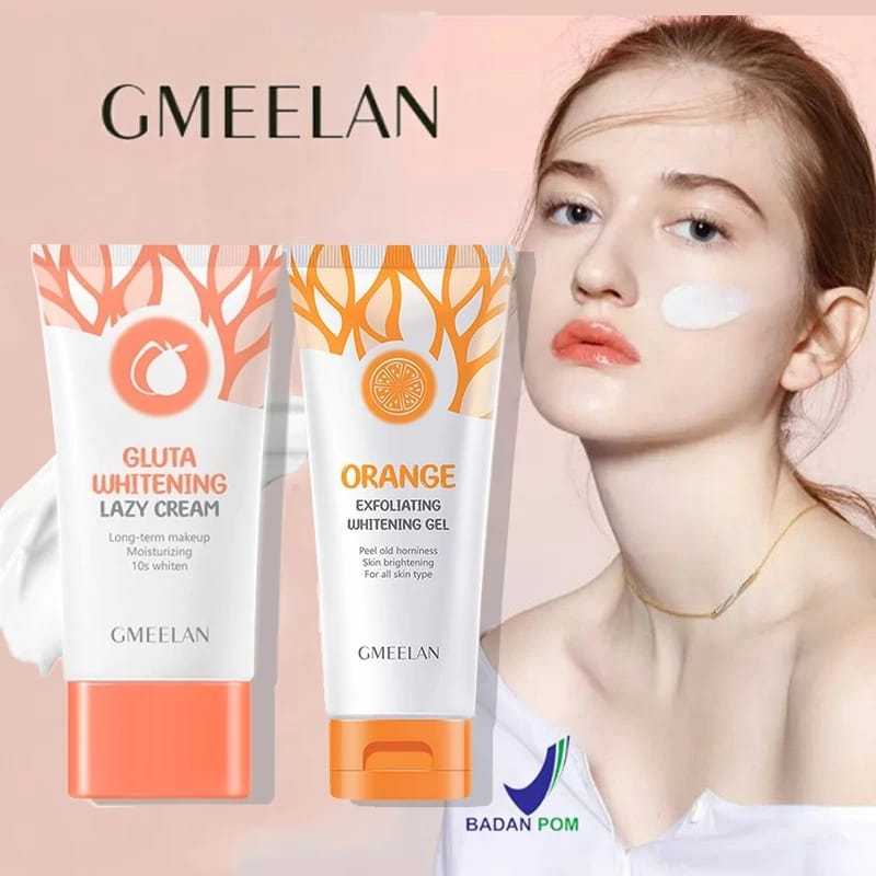 Gmeelan Orange Exfoliating Gel For Face Whitening 50gr GMEELAN Gluta Whitening Lazy Cream 30gr