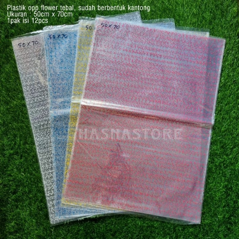 

Opp flower ukuran 50x70 plastik parcel plastik snack isi 12pcs