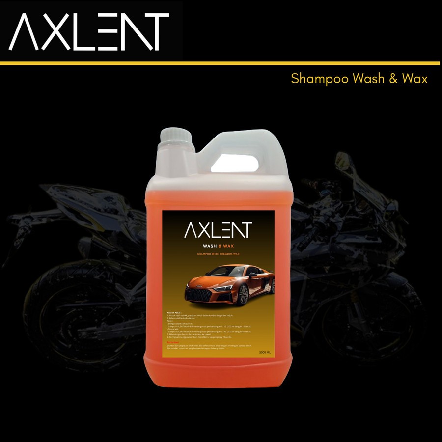 AXLENT WASH AND WAX  Isi 5L 5 Liter Cairan Sabun Shampoo untuk Membuat Air Salju Pembersih Cuci Mobi