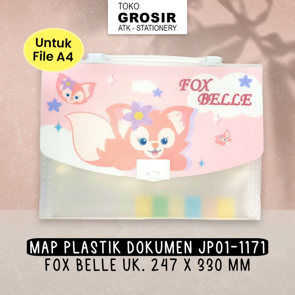 

MAP PLASTIK DOKUMEN A4 13 Slot JP01-1171 / MAP FOLDER A4 FOX BELLE PINK CUTE LUCU BINGIT / PENYIMPAN FILE