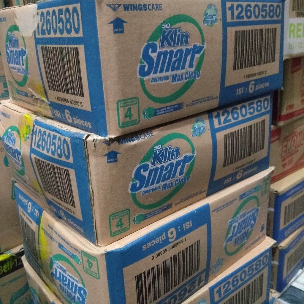 [DUS isi 6] detergen SO KLIN SMART deterjen bubuk gratis piring isi 6 x 725 gram
