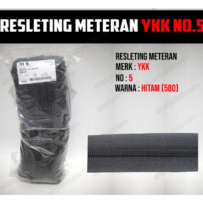 Resleting Zipper YKK Hitam Meteran No 5/No 3