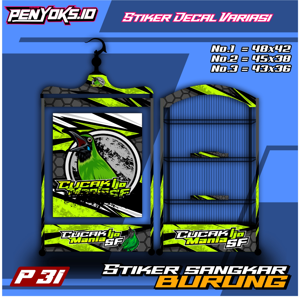 Stiker sangkar burung kotak,kosan,koper,kacer,pleci,cucak ijo,high quality