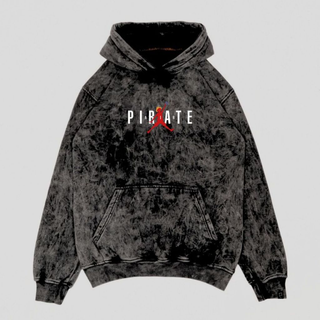 Washed Hoodie Sandwash Black Pirate