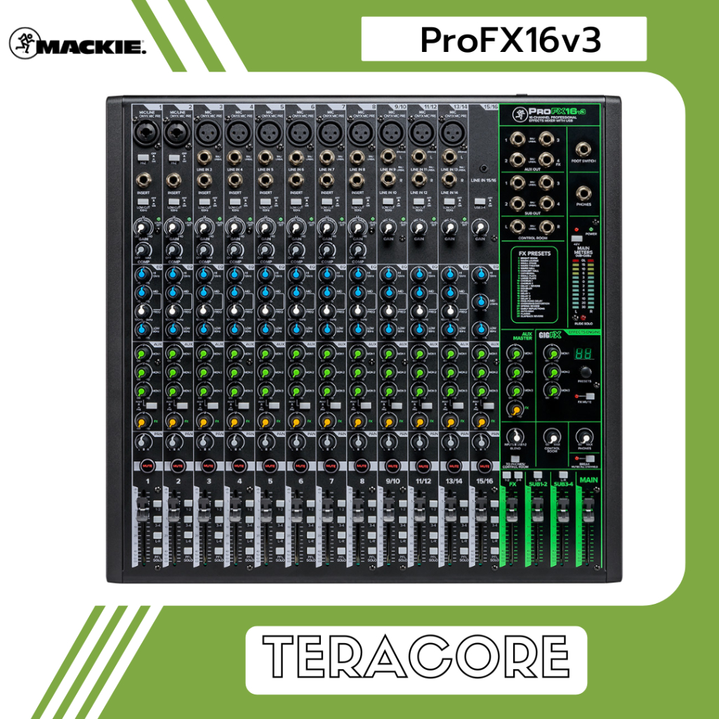 Mackie ProFX16v3 Mixer 16 Input with Effects USB Audio Interface