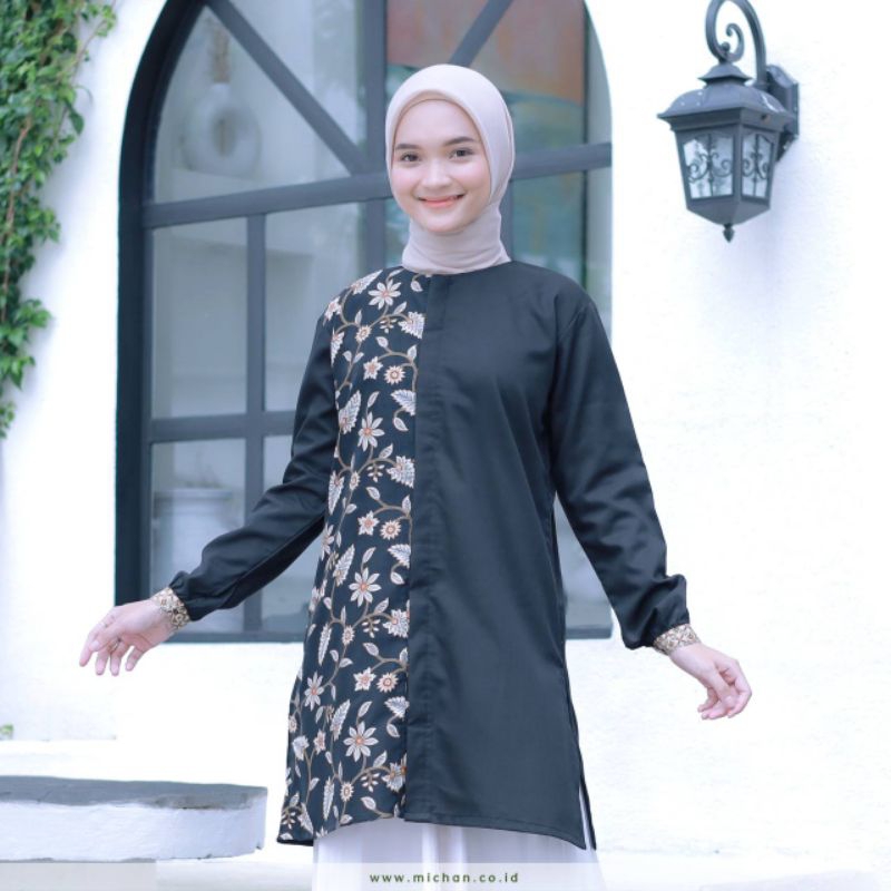 Tunik Alea Raya Michan Tunik Motif Batik Busui Atasan Wanita Batik Size Jumbo Atasan Wanita  Jumbo T