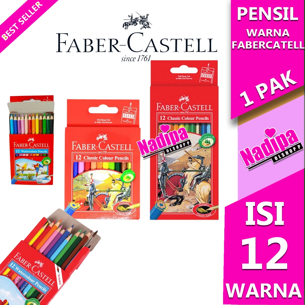 

PENSIL WARNA FABER CASTELL 12 WARNA PANJANG/PENDEK NADIPA OLSHOPP