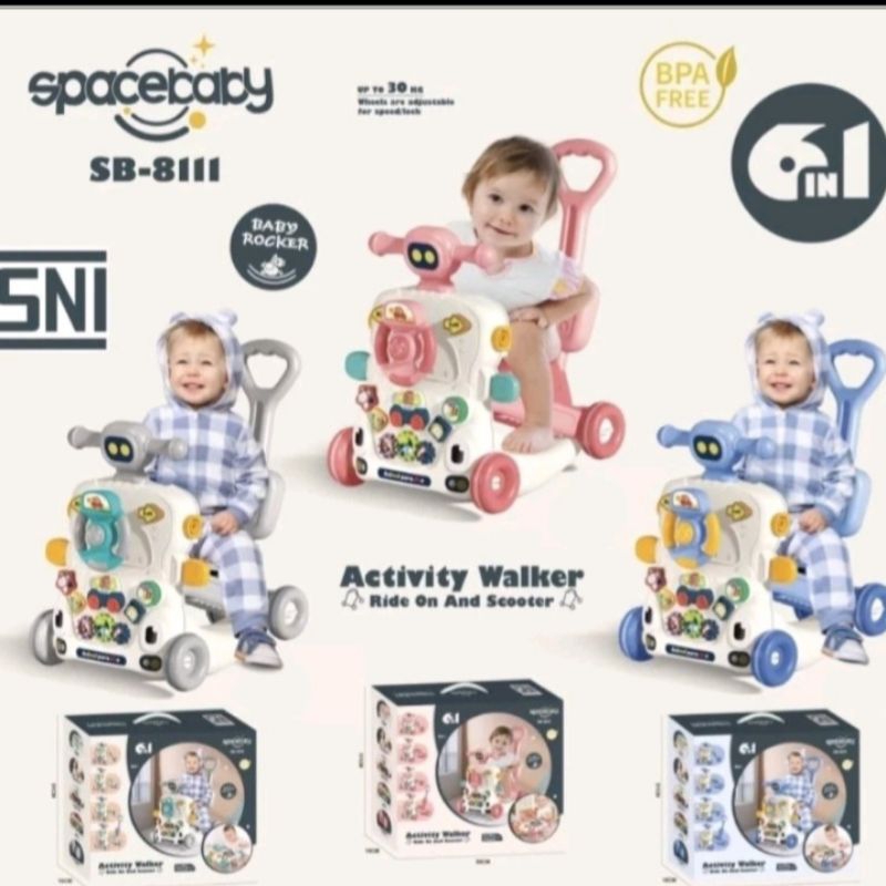 SPACE BABY SB 801/ SB 8109 Baby Walker 3 in 1 Push Walker ( WALKER, SCOOTER & PUSH BIKE