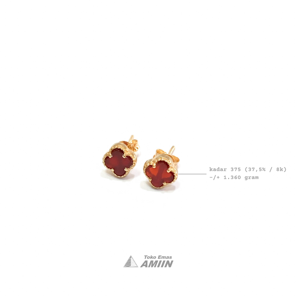 Toko Emas Amiin Anting Emas Asli Kadar 375 (37,5% / 8K) 1.360 Gram - Giwang Tusuk Tindik Fashion Bun