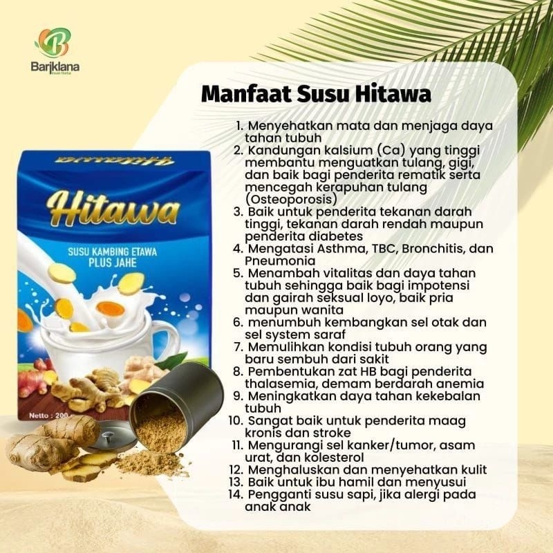 

Hitawa susu kambing plus jahe bariklana mengatasi pernafasan dan persendian 200gr