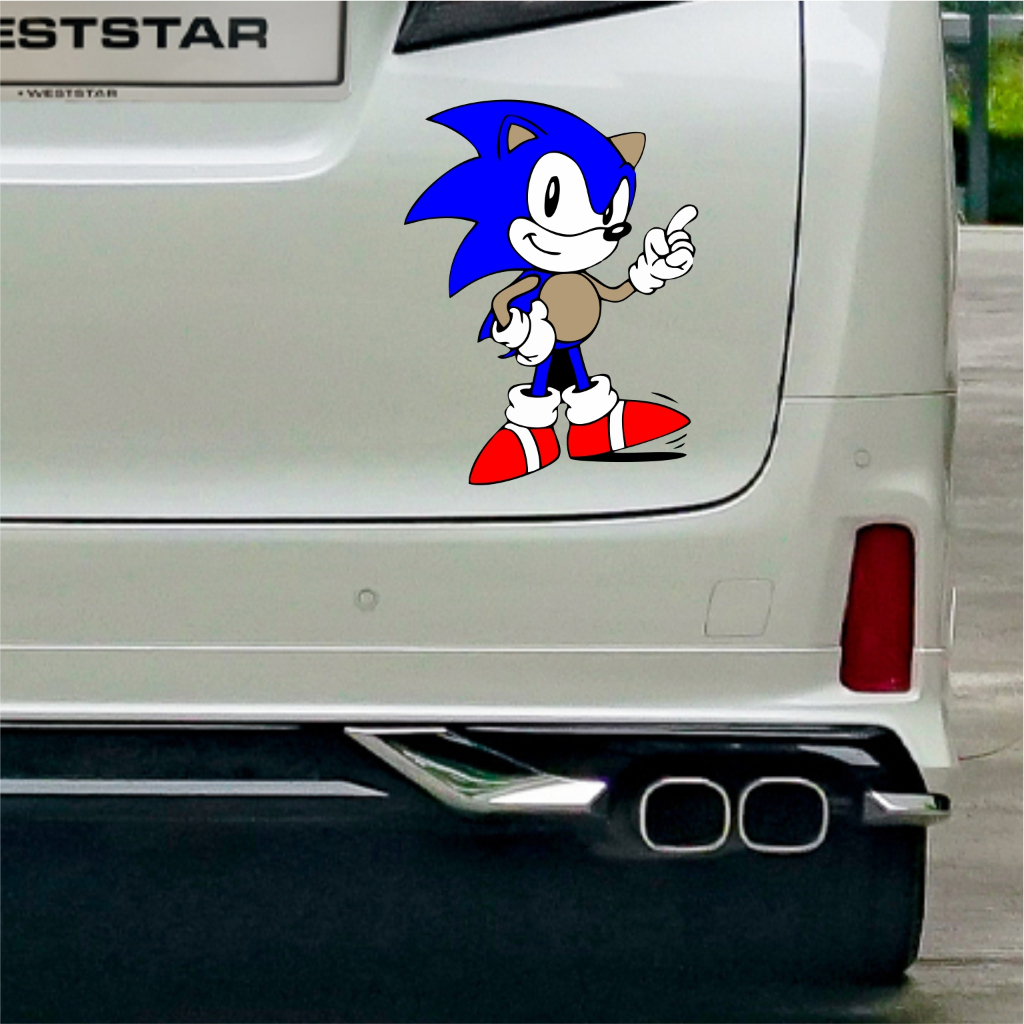 stiker mobil stiker sonic cutting sticker kartun sunic bagasi mobil variasi