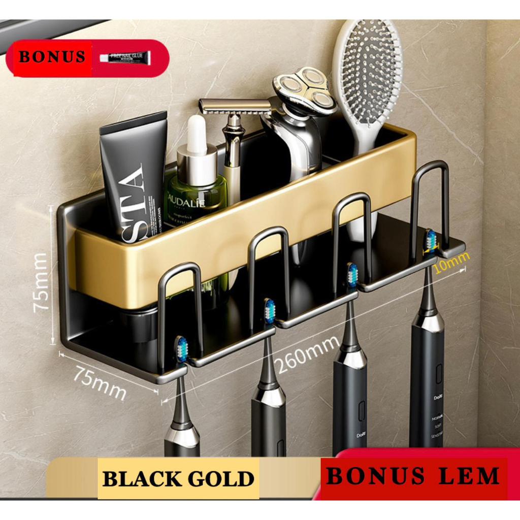 Tempat Sikat Gigi Kamar Mandi Bebas Bor/ Rak Toilet Kamar Mandi