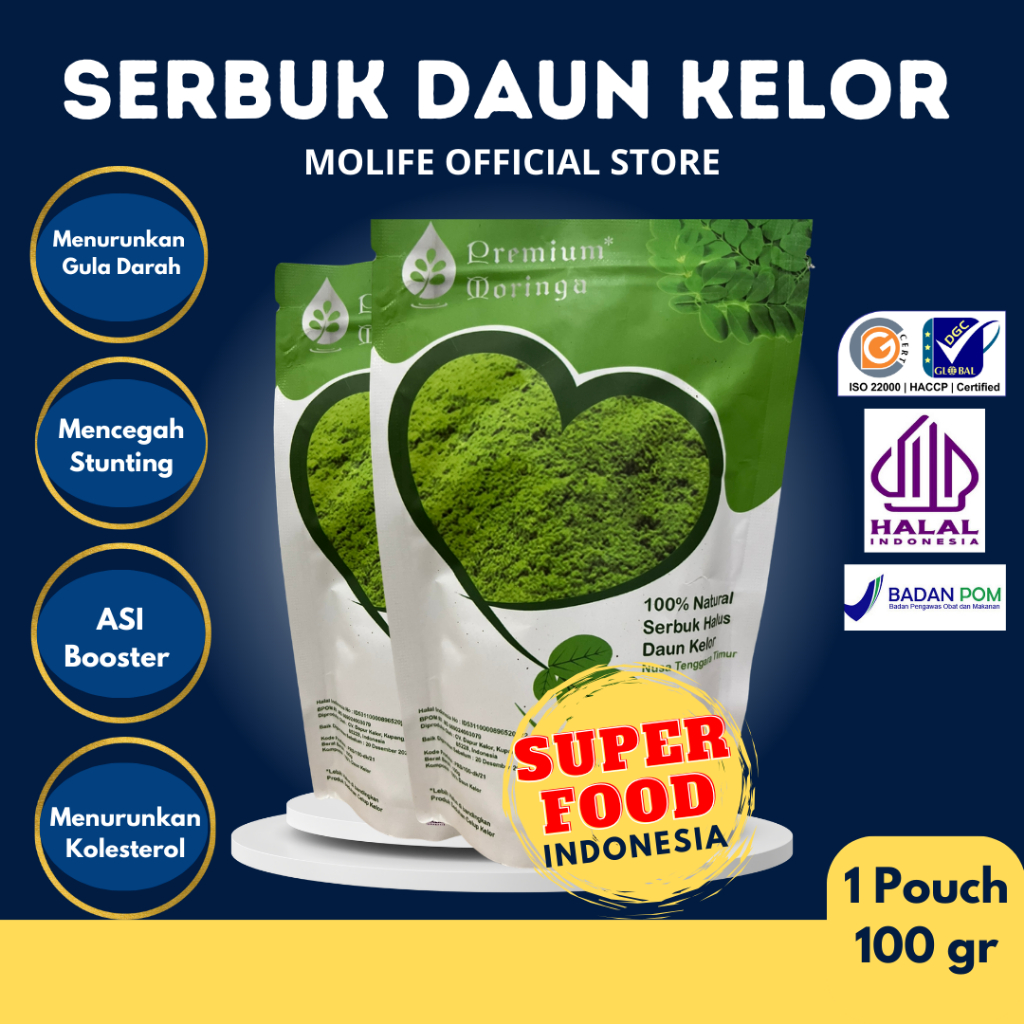 

Serbuk Daun Kelor 200 mesh International standard moringa powder Molife Original